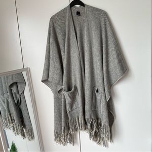 Grey Knit Shawl Poncho